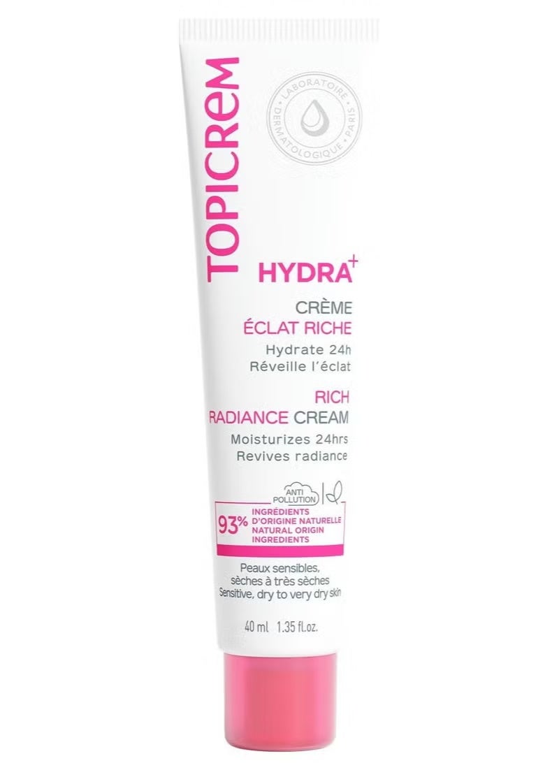Topicrem Hydra+ Rich Moisturizing Radiance Moisturizing Cream 40ml